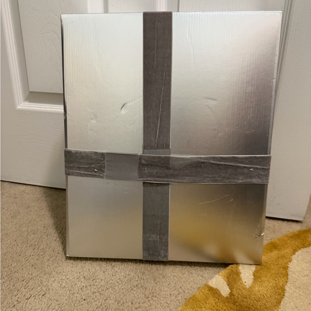 Shabby Chic Cream Throw with Gray Ribbon - Picture 3 of 5